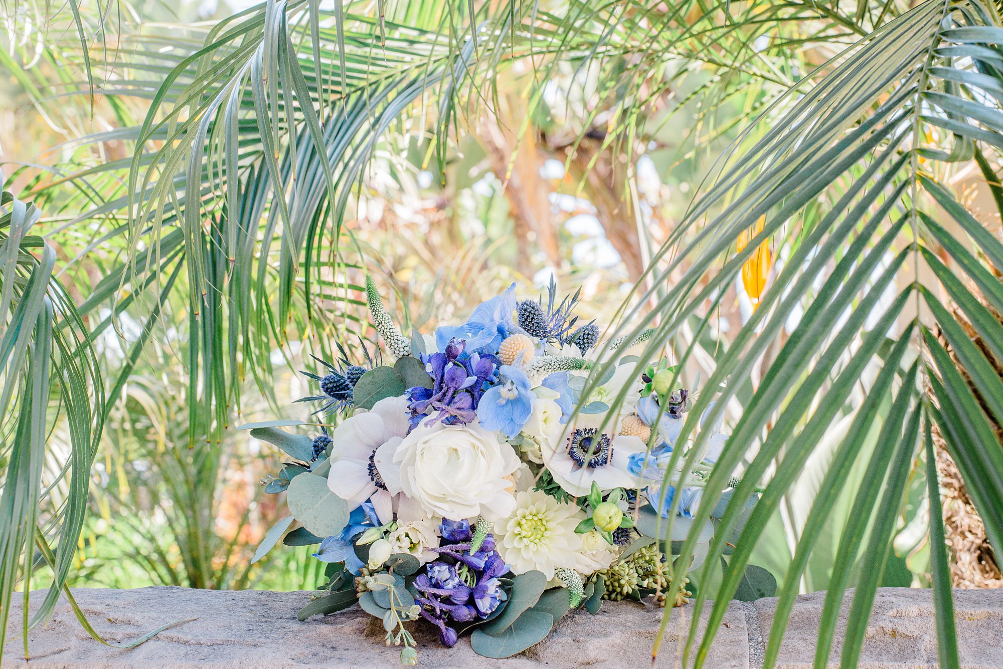 blue and white bridal bouquet