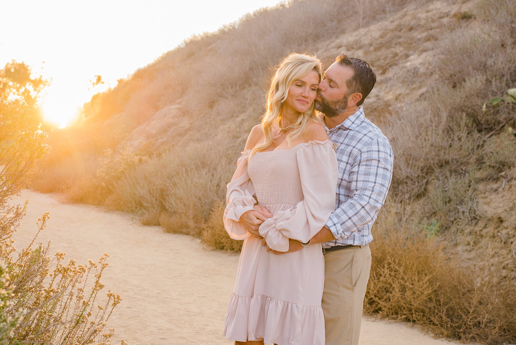 husband and wife during Carlsbad Sunset Family Session