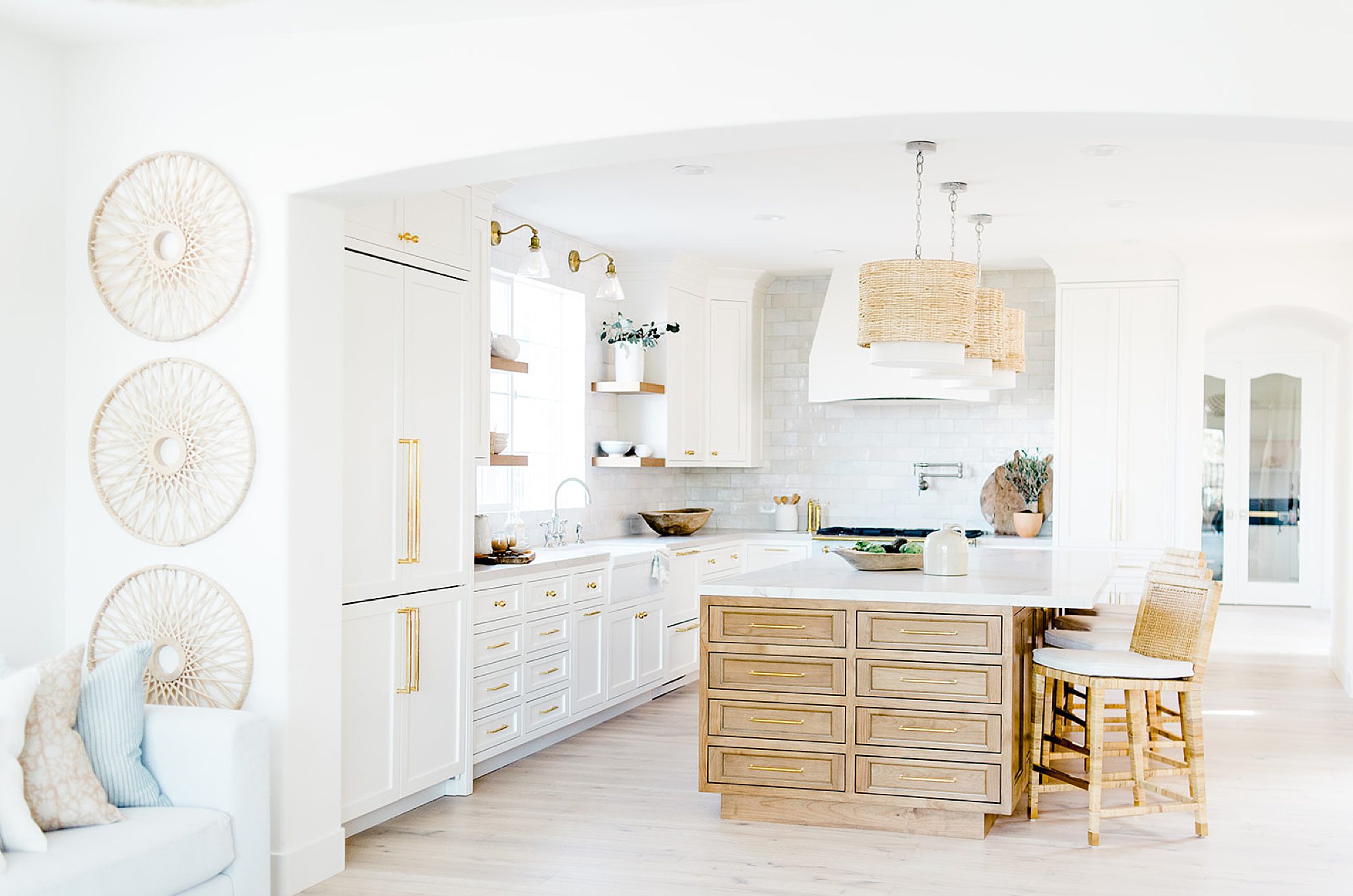 expansive view of new coastal inspired kitchen in San Diego