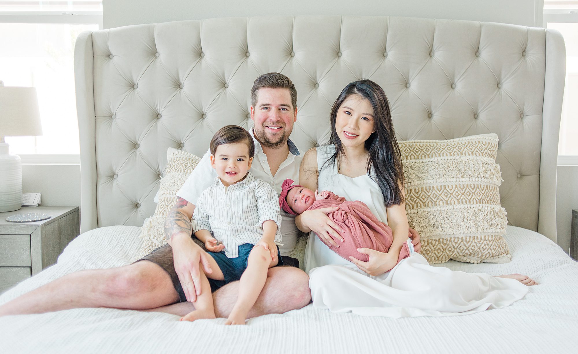 family of four during Harmony Grove In-Home Newborn Session 