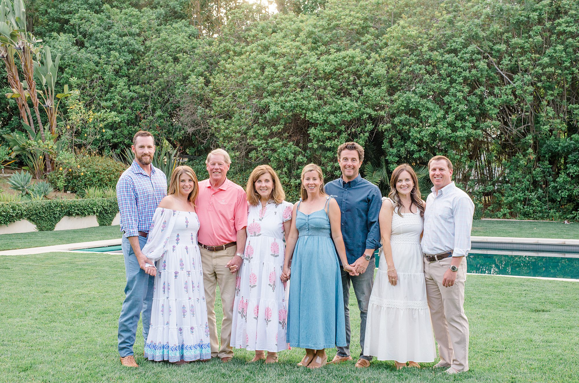 parents with children and spouses during Summer Extended Family Session in Rancho Santa Fe, California