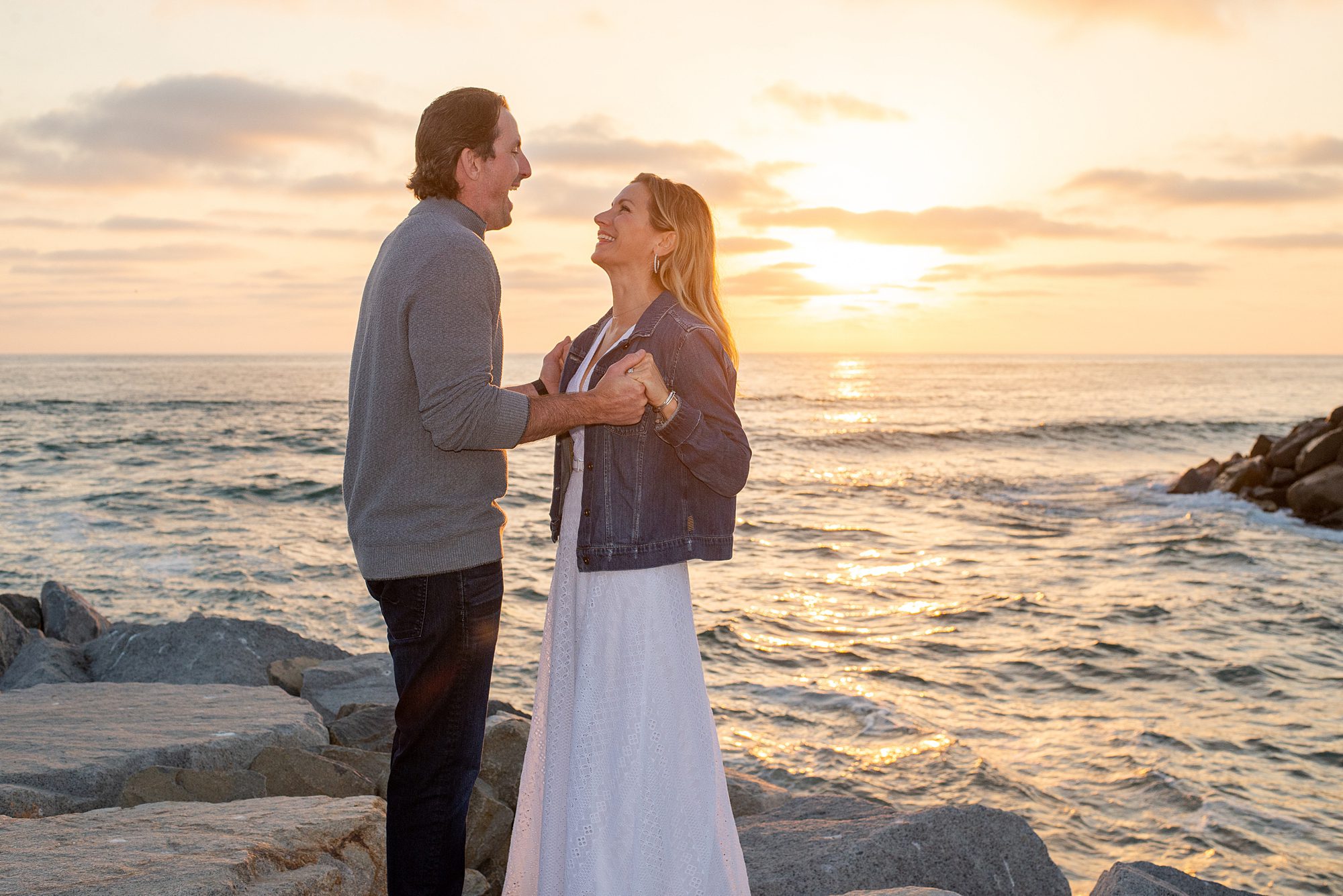 romantic couple portraits during family beach session