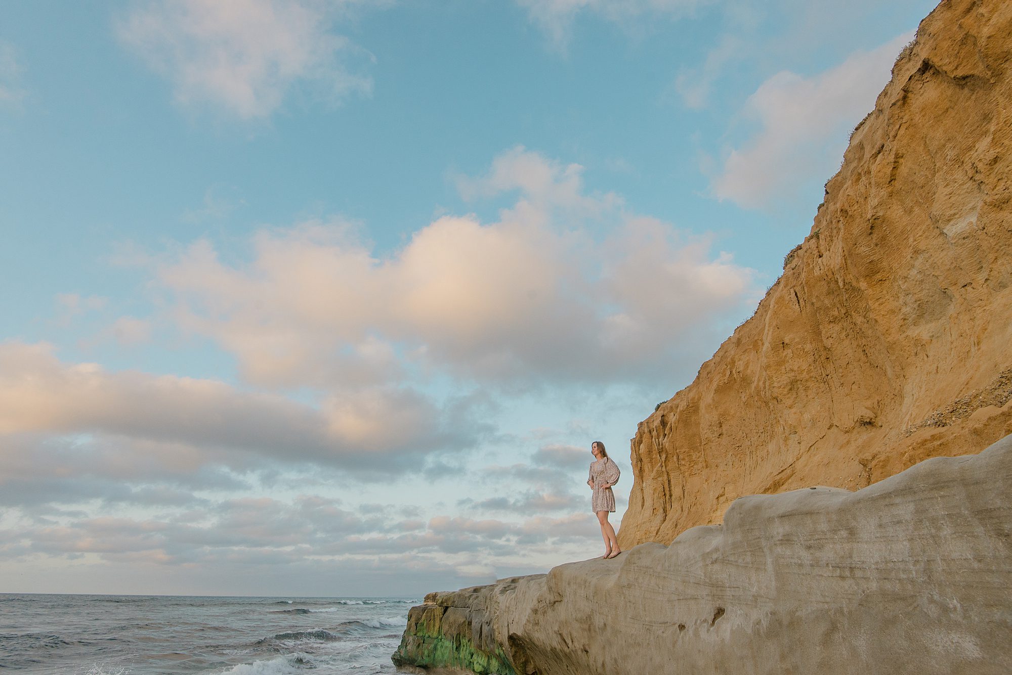 Sunset Beach Senior Session on the cliffs in Carlsbad CA
