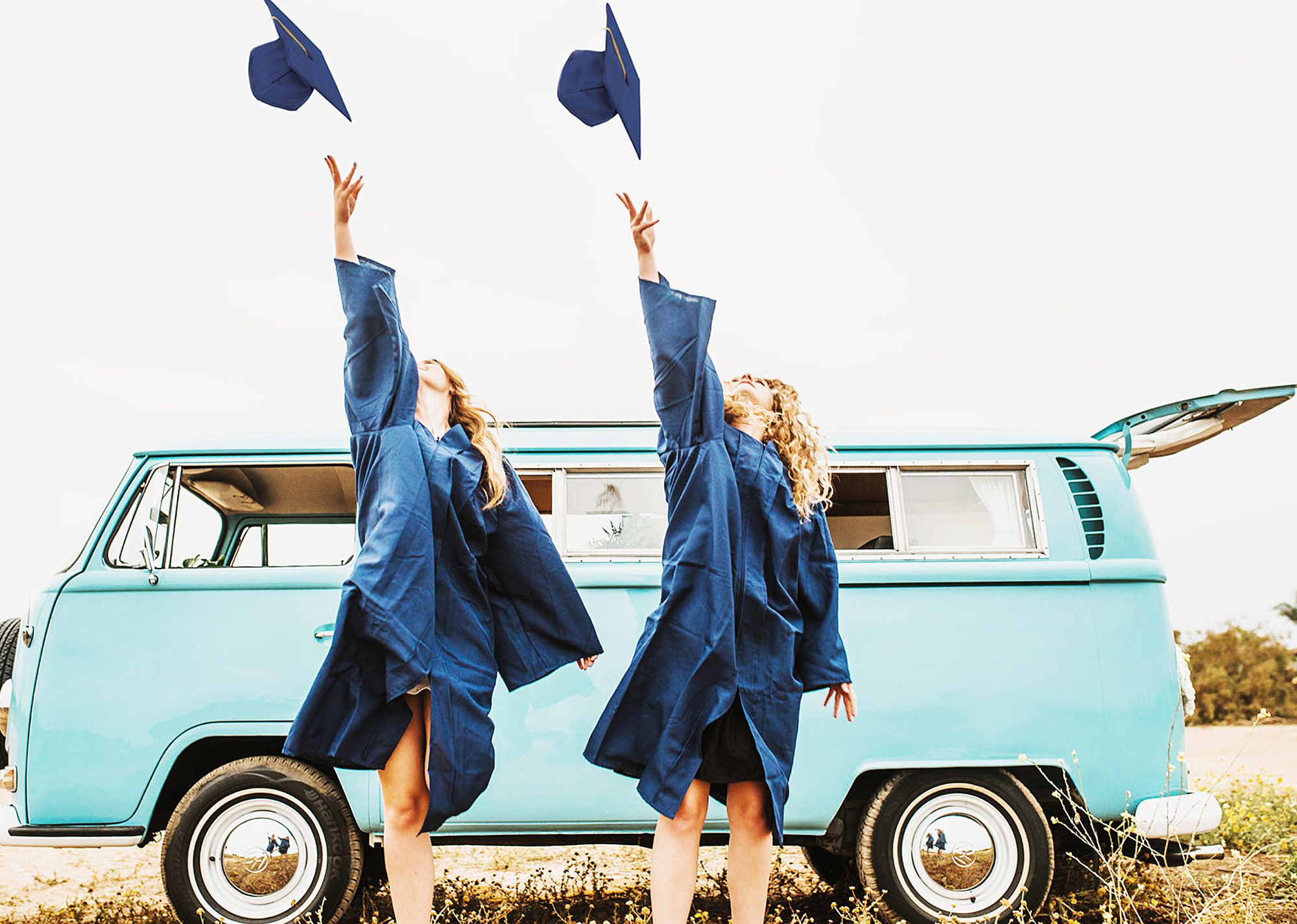 Carlsbad graduation portraits featuring the Funky Bus