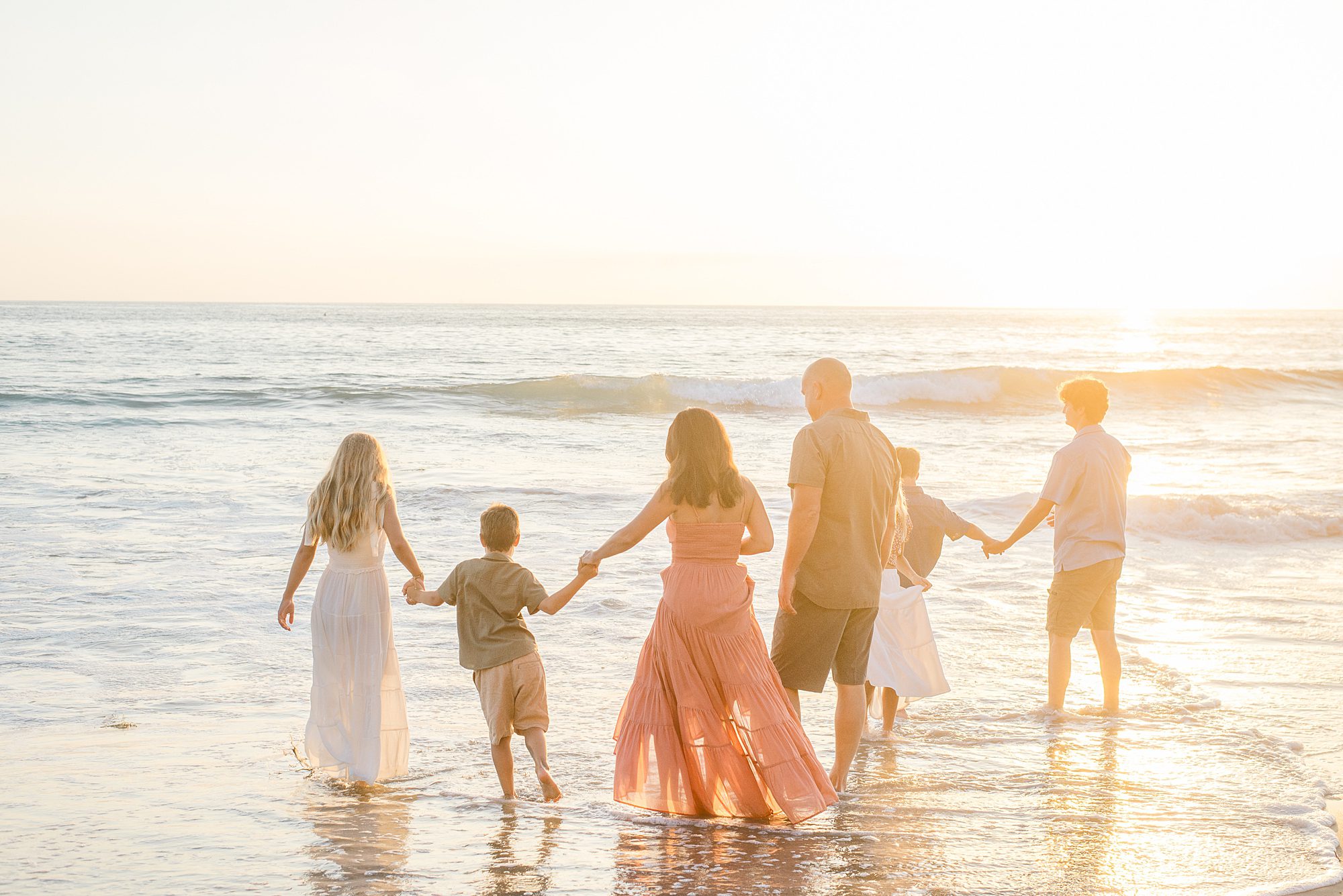 sunset family portraits on the beach in California 