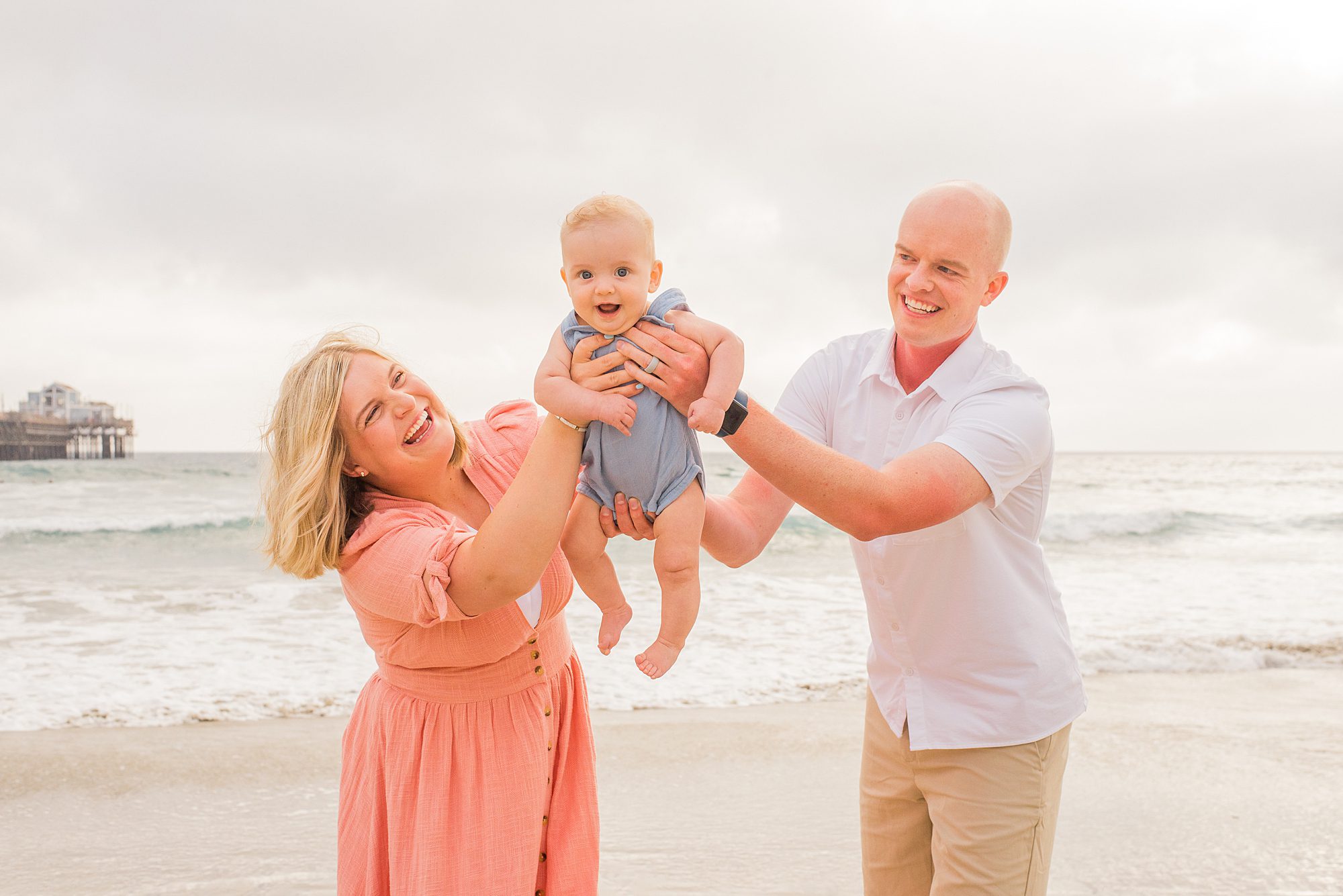candid family portraits from Extended Family Sunset Session in Oceanside, CA 