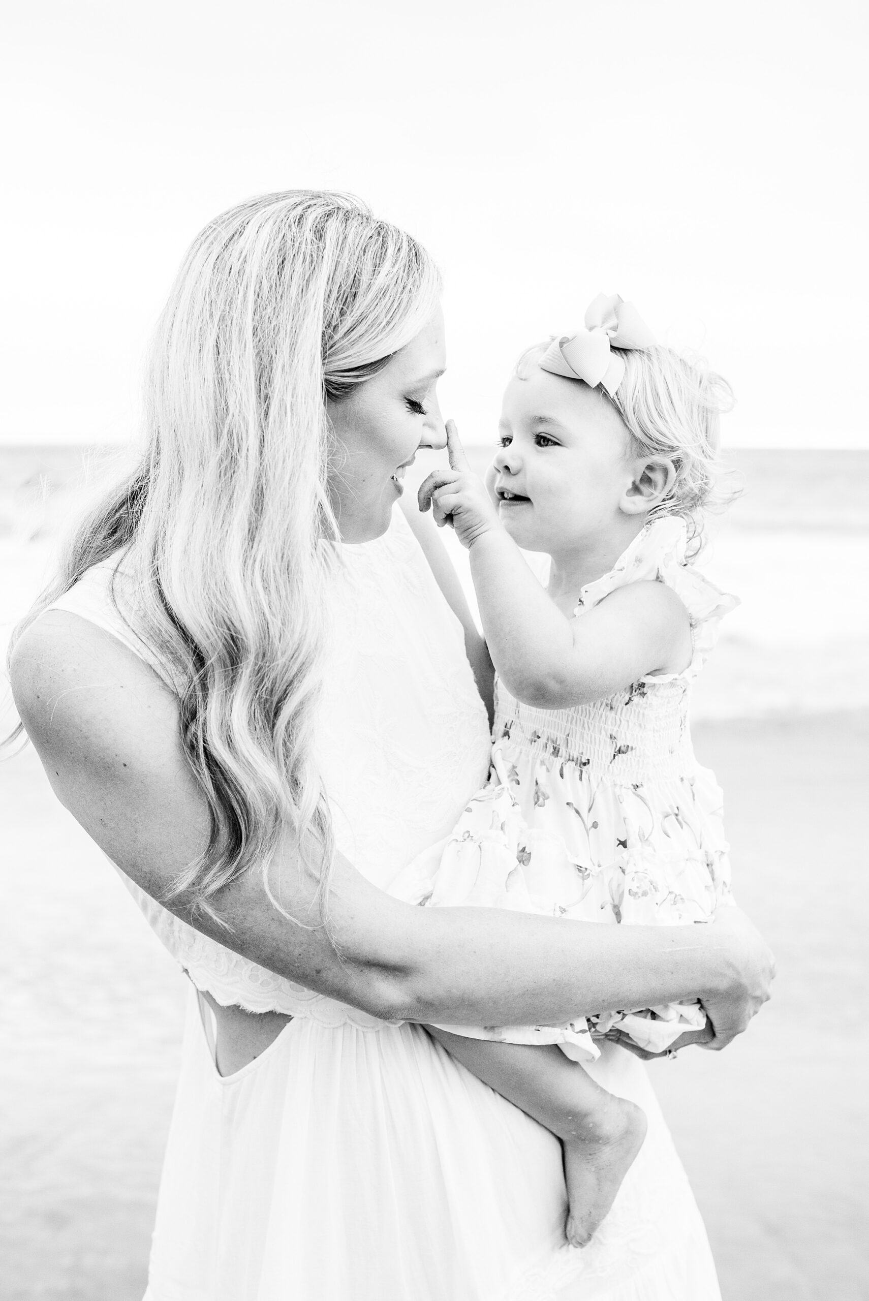 classic portraits of mother and daughter from Del Mar Beach Family Session